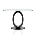 Modern 47-Inch Sofa Table with O-Shaped Base and Tempered Glass Top