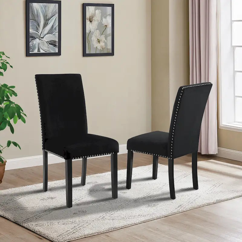 Velvet Dining Chair with Nailhead Trim, Set of 2