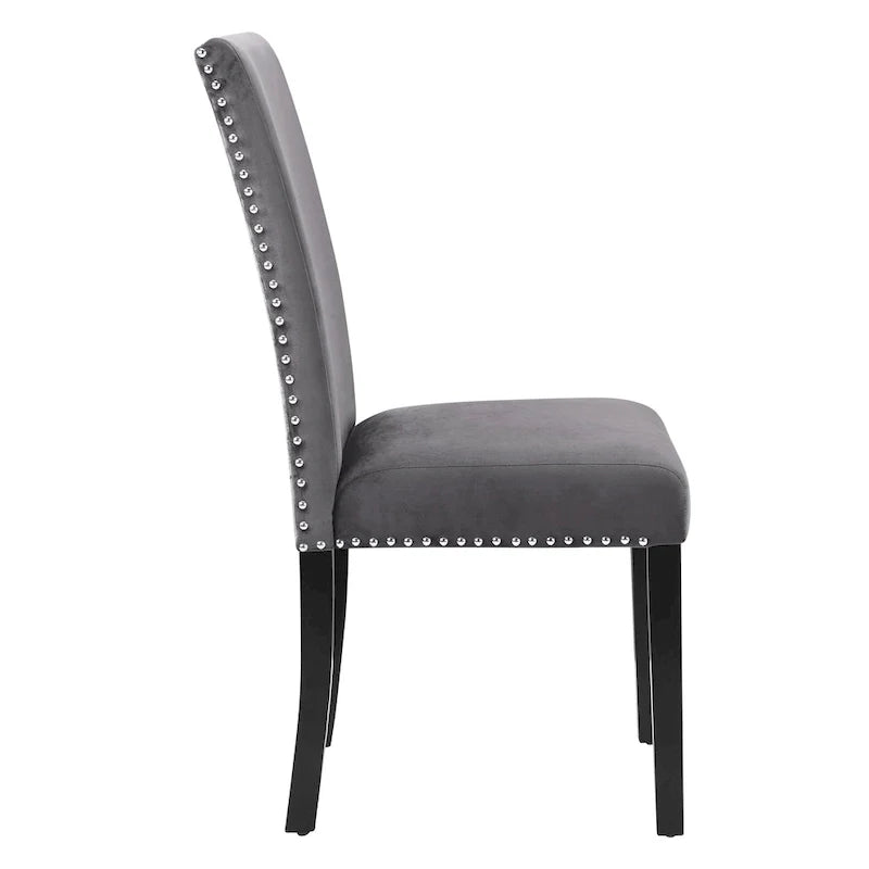 Velvet Dining Chair with Nailhead Trim, Set of 2