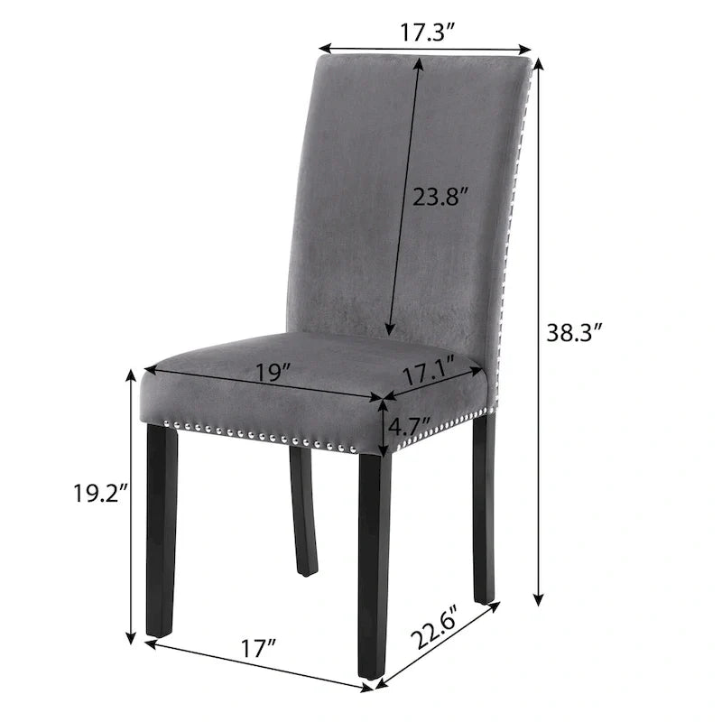 Velvet Dining Chair with Nailhead Trim, Set of 2