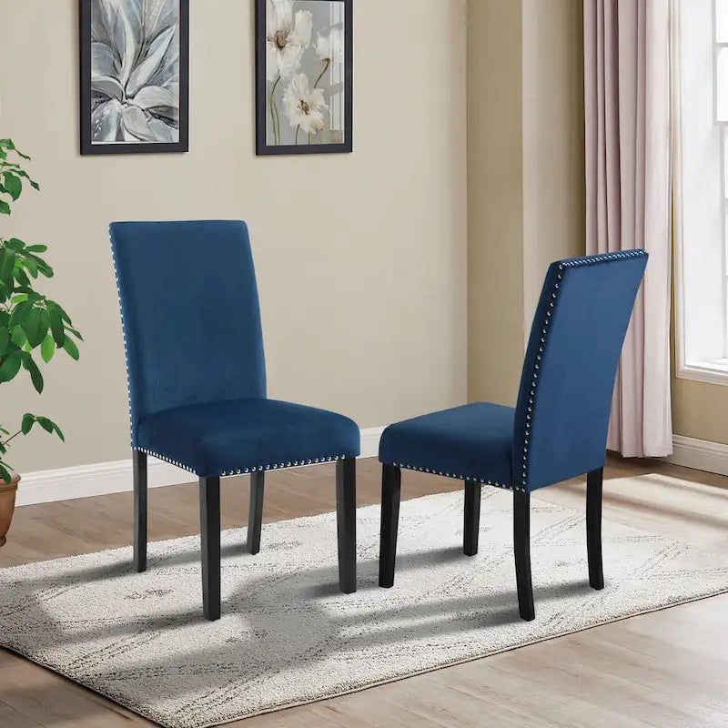 Velvet Dining Chair with Nailhead Trim, Set of 2
