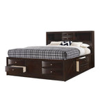 Dark Cherry Bookcase Storage Platform Bed