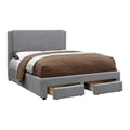 King Storage Bed with 2-Drawer Footboard – Gray Polyester Upholstery