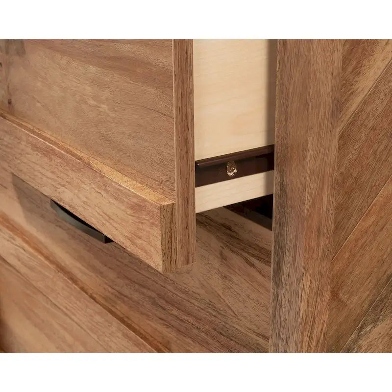 3-Drawer Chest with Herringbone Side Panels