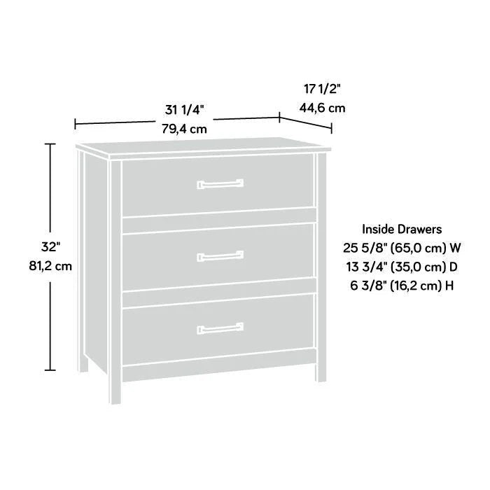3-Drawer Chest with Herringbone Side Panels