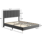 Bed Frame with Adjustable Velvet Headboard – 800 lb Capacity