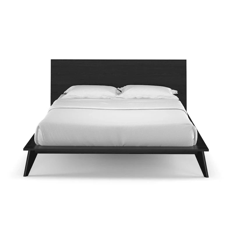 King Size Platform Bed with Wood Headboard