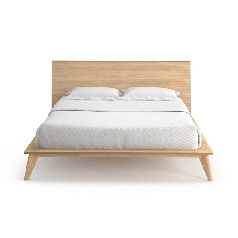 King Size Platform Bed with Wood Headboard
