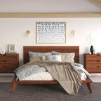King Size Platform Bed with Wood Headboard
