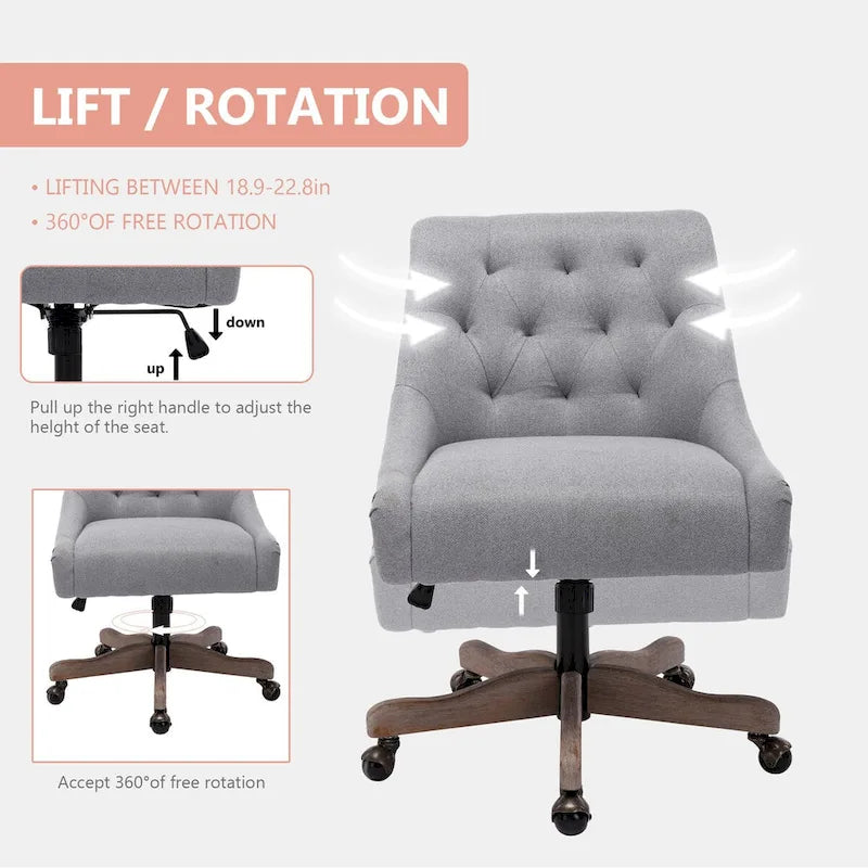 360° Swivel Shell Chair with Adjustable Height for Living Room