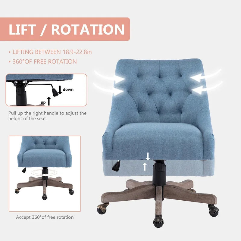 360° Swivel Shell Chair with Adjustable Height for Living Room