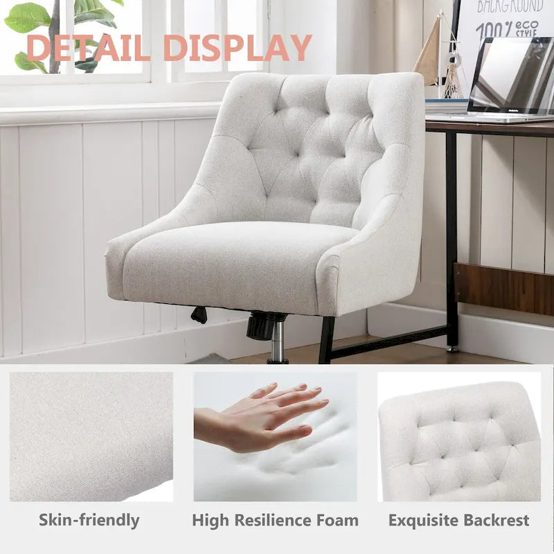 360° Swivel Shell Chair with Adjustable Height for Living Room