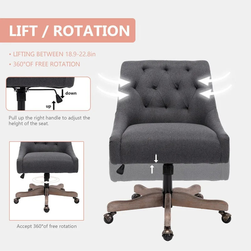 360° Swivel Shell Chair with Adjustable Height for Living Room