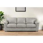 91 Gray Faux Leather Sofa With Black Legs