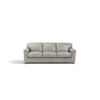 91 Gray Faux Leather Sofa With Black Legs