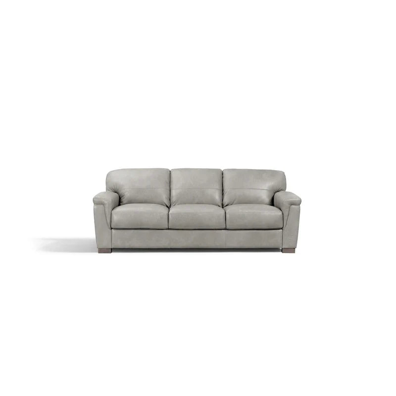 91 Gray Faux Leather Sofa With Black Legs
