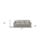 91 Gray Faux Leather Sofa With Black Legs