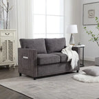 2-Seat Chenille Fabric Loveseat with Side Storage Pockets