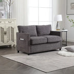 2-Seat Chenille Fabric Loveseat with Side Storage Pockets
