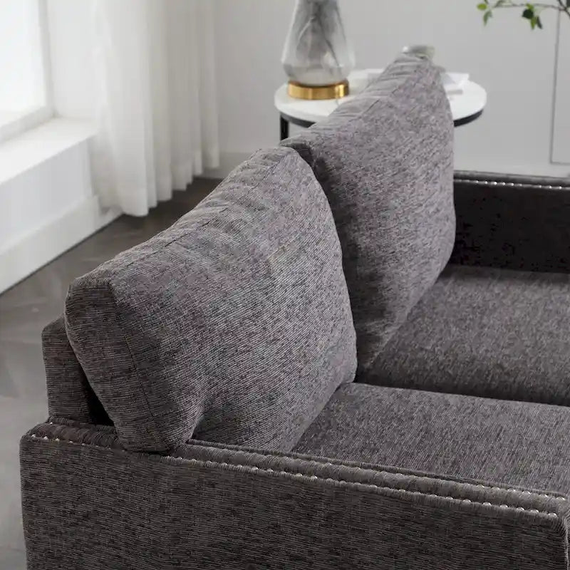 2-Seat Chenille Fabric Loveseat with Side Storage Pockets