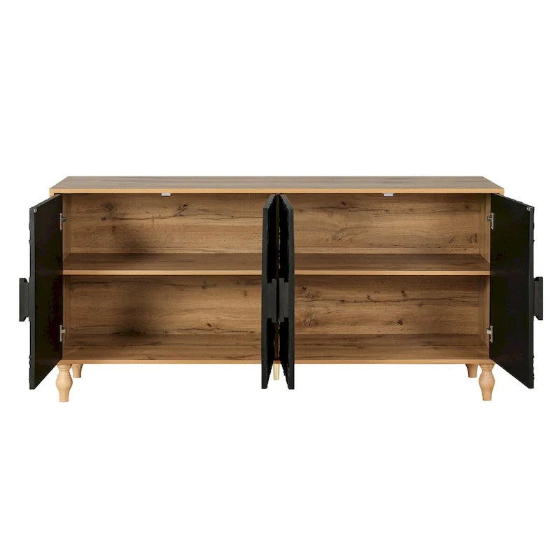 Storage Cabinet with Carved Symmetrical Door Design