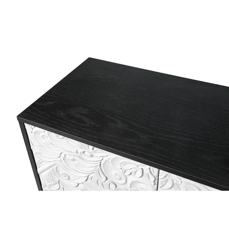 Storage Cabinet with Carved Symmetrical Door Design