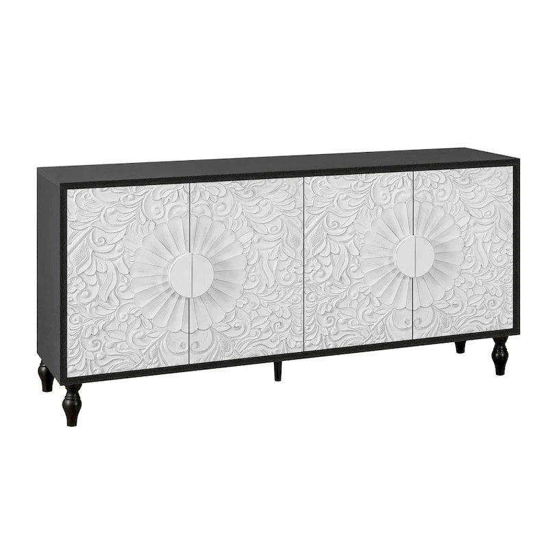 Storage Cabinet with Carved Symmetrical Door Design