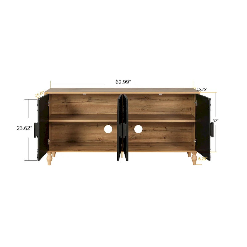 Storage Cabinet with Carved Symmetrical Door Design