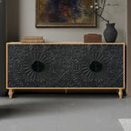 Storage Cabinet with Carved Symmetrical Door Design