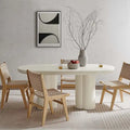 72 Oval Dining Table with Concrete-Effect Finish and Double Pedestal Base