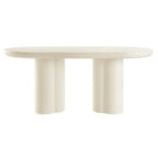 72 Oval Dining Table with Concrete-Effect Finish and Double Pedestal Base