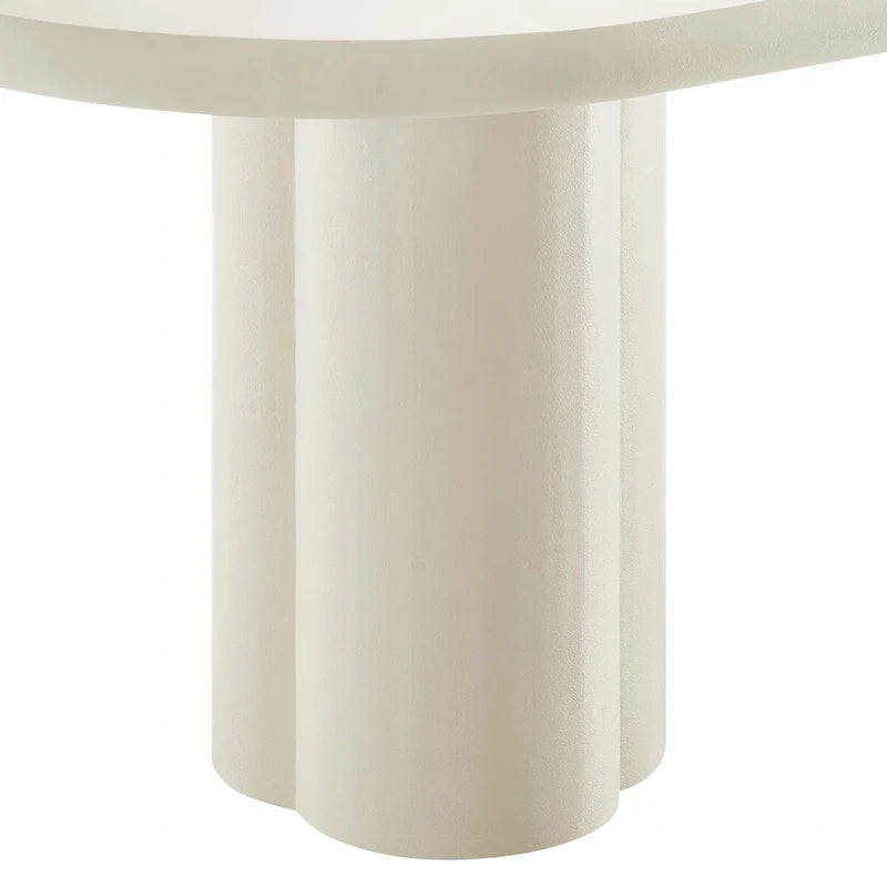 72 Oval Dining Table with Concrete-Effect Finish and Double Pedestal Base