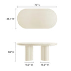 72 Oval Dining Table with Concrete-Effect Finish and Double Pedestal Base