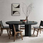 72 Oval Dining Table with Concrete-Effect Finish and Double Pedestal Base
