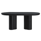 72 Oval Dining Table with Concrete-Effect Finish and Double Pedestal Base