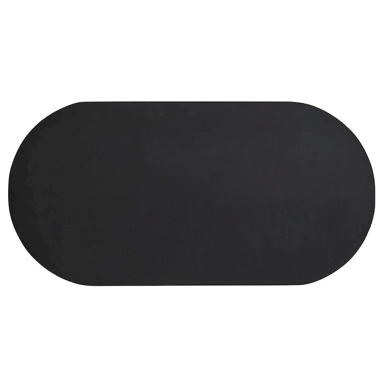 72 Oval Dining Table with Concrete-Effect Finish and Double Pedestal Base