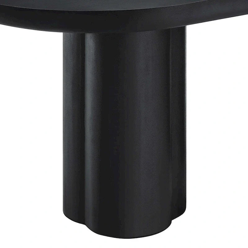 72 Oval Dining Table with Concrete-Effect Finish and Double Pedestal Base