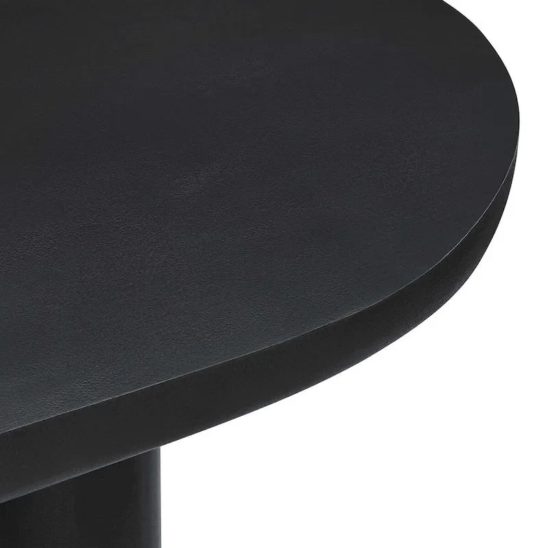 72 Oval Dining Table with Concrete-Effect Finish and Double Pedestal Base
