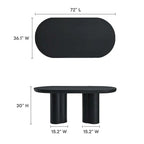 72 Oval Dining Table with Concrete-Effect Finish and Double Pedestal Base