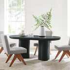 72 Oval Dining Table with Concrete-Effect Finish and Double Pedestal Base