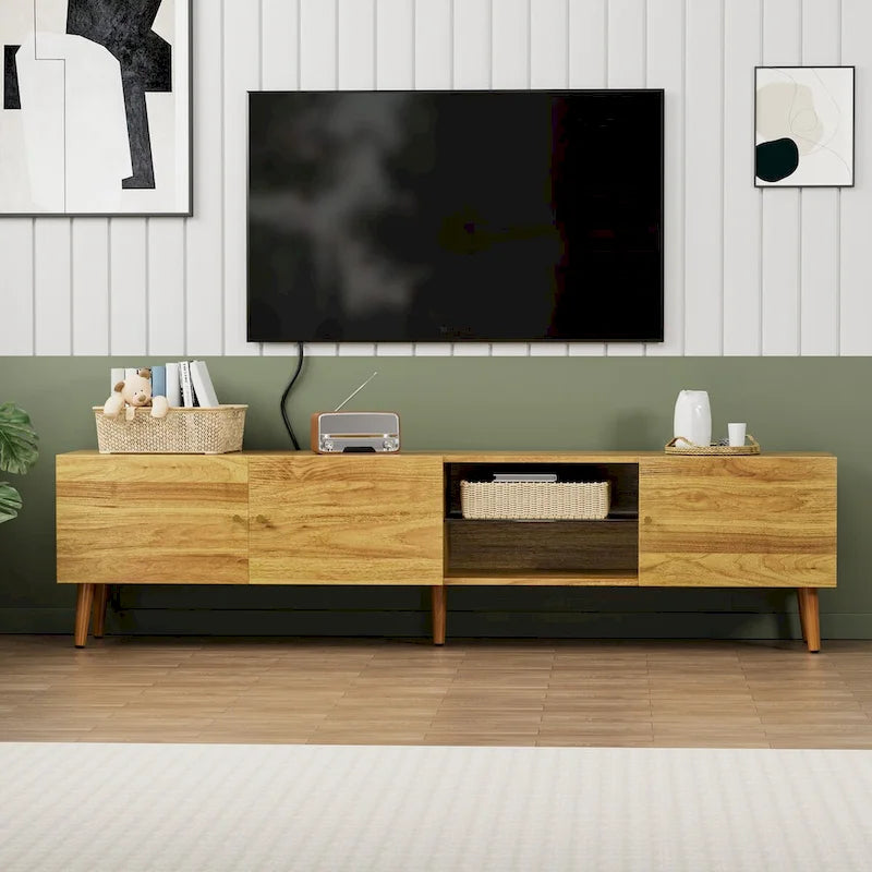 70 Mid-Century TV Media Console with 3-Door Storage