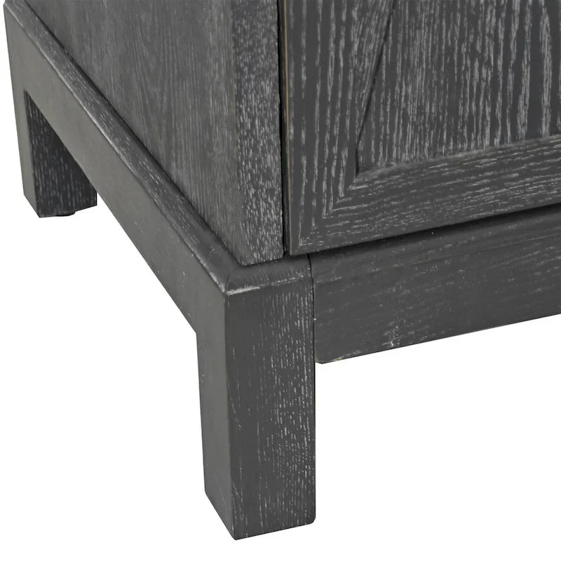 4-Door Storage Cabinet with Mirrored Doors and Solid Wood Legs