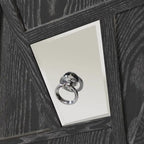 4-Door Storage Cabinet with Mirrored Doors and Solid Wood Legs
