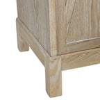4-Door Storage Cabinet with Mirrored Doors and Solid Wood Legs