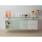 71 Lacquer Buffet with Frosted Sliding Glass Doors