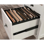 L-Shaped Desk with Drawers and Open Shelves - White