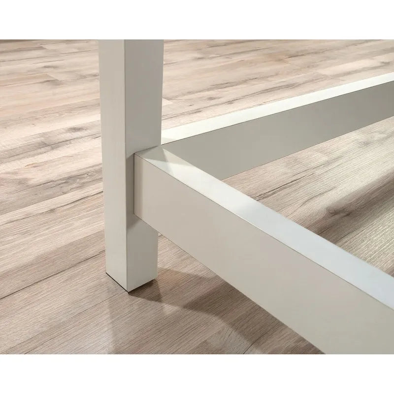 L-Shaped Desk with Drawers and Open Shelves - White