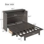 Queen Murphy Bed Cabinet in Solid Pine with USB Charging and Storage Drawer