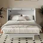 Queen Murphy Bed Cabinet in Solid Pine with USB Charging and Storage Drawer