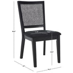 Dining Chair with Woven Rattan Back, Set of 2 – Black Frame